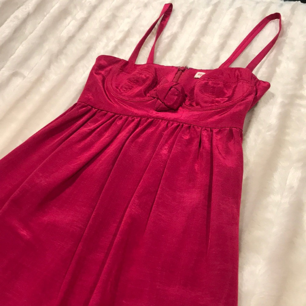 Rebecca Taylor Hot Pink Knot Bustier Top Dress